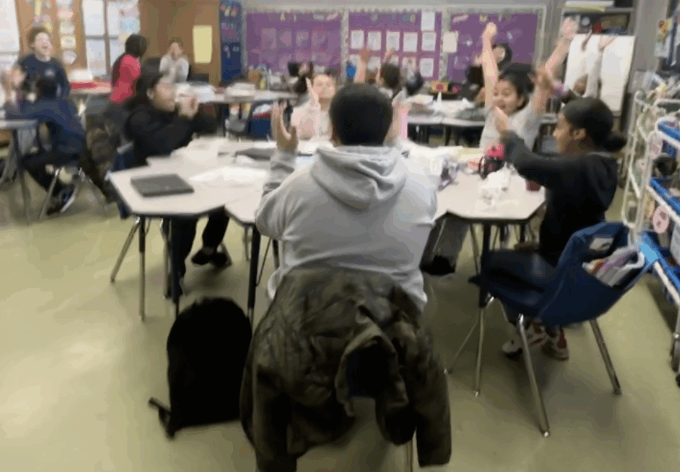 Students react to being chosen for a Street Lab school street!